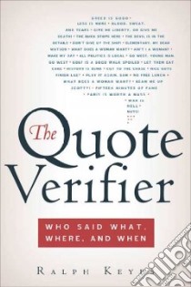 The Quote Verifier libro in lingua di Keyes Ralph