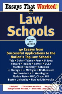 Essays That Worked for Law Schools libro in lingua di Curry Boykin, Kasbar Brian