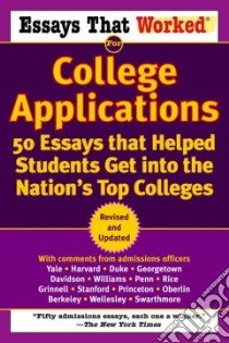 Essays That Worked for College Applications libro in lingua di Curry Boykin, Kasbar Brian
