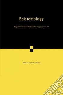Epistemology libro in lingua di O'Hear Anthony (EDT)