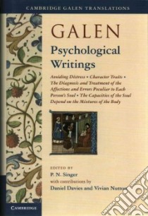 Galen: Psychological Writings libro in lingua di P N Singer