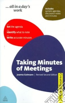 Taking Minutes of Meetings libro in lingua di Gutmann Joanna