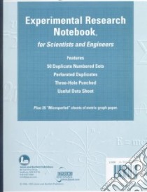 Experiment Research Notebook for Scientists and Engineers libro in lingua di Jones & Bartlett (EDT)