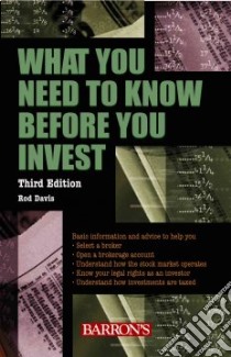 What You Need to Know Before You Invest libro in lingua di Davis Rod