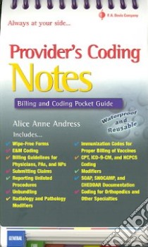 Provider's Coding Notes libro in lingua di Andress Alice Anne