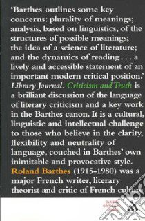 Criticism and Truth libro in lingua di Roland Barthes