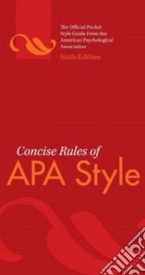 Concise Rules of APA Style libro in lingua di American Psychological Association