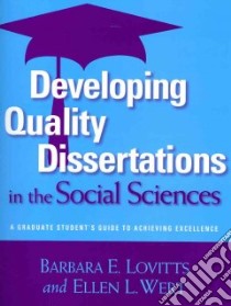 Developing Quality Dissertations in the Social Sciences libro in lingua di Lovitts Barbara E., Wert Ellen L.