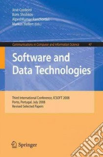 Software and Data Technolgoies libro in lingua di Cordeiro Jose (EDT), Shishkov Boris (EDT), Ranchordas Alpesh Kumar (EDT), Helfert Markus (EDT)
