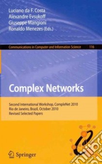 Complex Networks libro in lingua di Da F. Costa Luciano (EDT), Evuskoff Alexandre (EDT), Mangioni Giuseppe (EDT), Menezes Ronaldo (EDT)