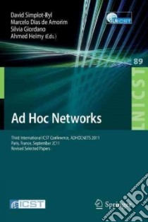 Ad Hoc Networks libro in lingua di Simplot-ryl David (EDT), Dias De Amorim Marcelo (EDT), Giordano Silvia (EDT), Helmy Ahmed (EDT)