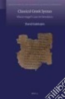 Classical Greek Syntax libro in lingua di Goldstein David