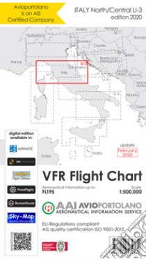 Avioportolano. VFR flight chart LI 3 Italy north-central. ICAO annex 4-EU-Regulations compliant. Nuova ediz. libro di Medici Guido