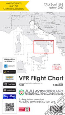 Avioportolano. VFR flight chart LI 5 Italy south. ICAO annex 4 - EU-Regulations compliant. Ediz. italiana e inglese libro di Medici Guido