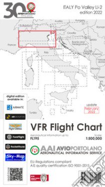 Avioportolano. VFR flight chart LI 2 Italy Po valley. ICAO annex 4 - EU-Regulations compliant. Ediz. italiana e inglese libro di Medici Guido